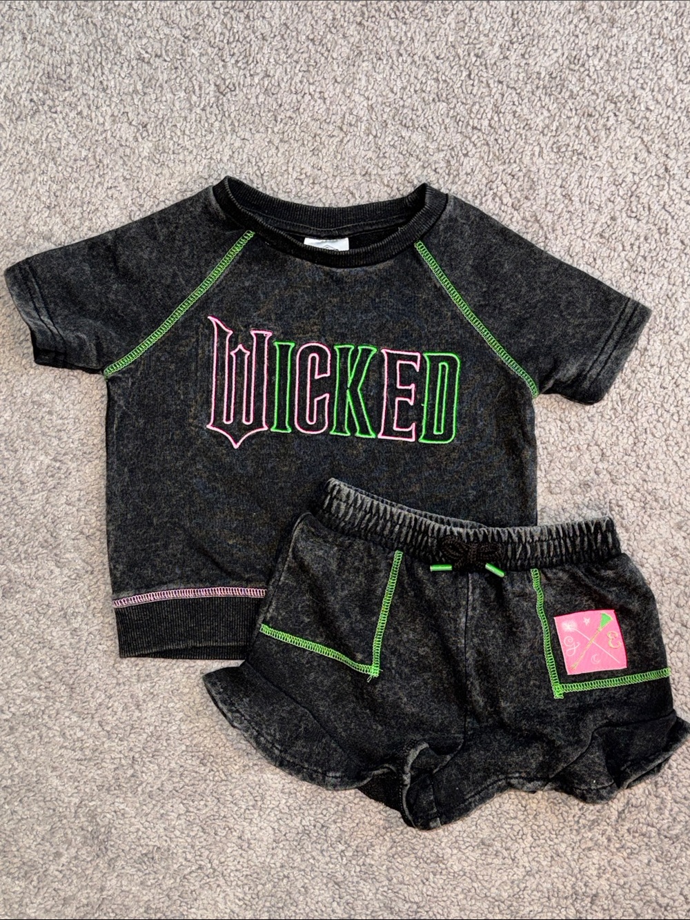 Kids 'Wicked' Black & Neon Matching Set